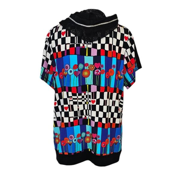 Simply Art by Dolcezza Womens Short Sleeve Hooded Lollipop Floral Cardigan Mesh - Picture 4 of 7